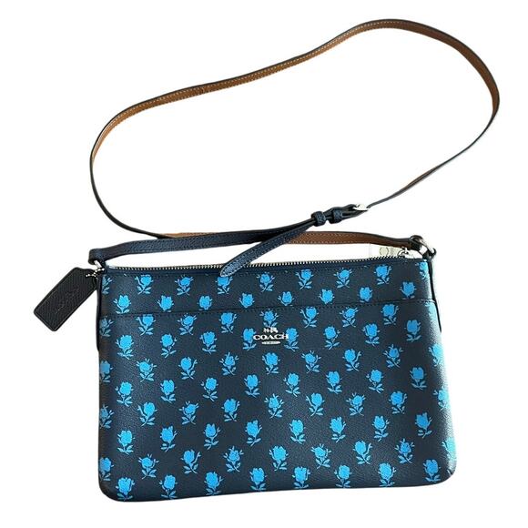 Coach Midnight Blue East West Badlands Floral Crossbody - Picture 1 of 6